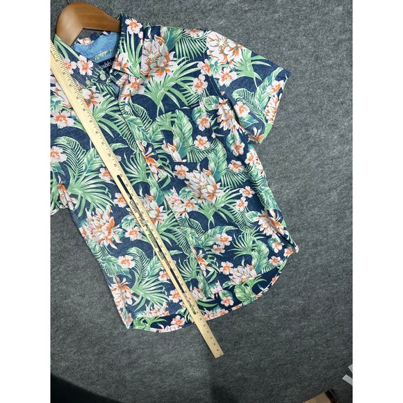Chubbies Mens Short Sleeve Hawaiian Floral Shirt Navy Orange Green Size Small - Picture 12 of 14
